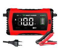 Haisito Caricabatterie per auto, caricabatterie intelligente, 12 V/24 V, LiFePO4, con schermo LCD, compensazione della temperatura per auto (Bordeaux)