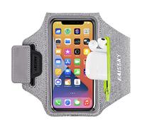 HAISSKY Armband per smartphone da corsa, resistente all'acqua, con tasca per chiavi, per Galaxy S20 S10, per corridori, palestra, jogging, ciclismo, corsa, esercizio, Grigio, Up to 6.3"