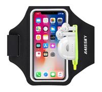 HAISSKY Fascia da Braccio con Borsa Auricolare, Fascia Sportiva da Braccio Porta Cellulare Braccio Portacellulare Armband per iPhone 15 Pro Max/14 Pro/13 Pro/12/11 Galaxy S24 Ultra/S23/S22 Fino a 6,9"