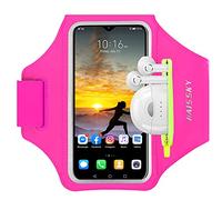 HAISSKY Fascia da Braccio con Borsa Auricolare, Fascia Sportiva Running Porta Cellulare Braccio Portacellulare Armband per MP3/iPhone 16 Pro Max/15 Pro/14 Pro/13 Galaxy S25 Ultra/S24/S23 Fino a 6,9"