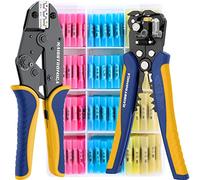 Haisstronica Set pinza crimpatrice con spelafili e 200 connettori termorestringenti, pinza per giunti termorestringenti, pinza crimpatrice per capicorda adatta a 0,5-6 mm² (AWG 22-10)
