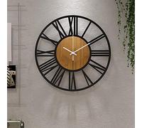 HAITANG Grande orologio da parete rotondo in legno nero per decorazione di soggiorno, numeri romani retrò, silenzioso, non solletico, adatto per casa, giardino, ufficio, caffè, 40 cm