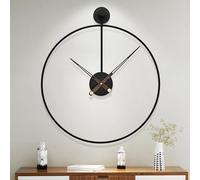 HAITANG Grande orologio moderno da soggiorno, nero, XXL, rotondo, in metallo, per cucina, ufficio, camera da letto, vintage, funzionamento a batteria, senza ticchettio, movimento silenzioso,