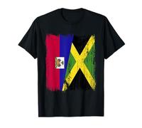 Haiti Giamaica Half Flag Haitian Jamaican Heritage Maglietta