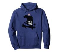 Haiti Strong - Grafica dell'isola Tropicale dell'orgoglio haitiano Felpa con Cappuccio, Unisex per Adulti, Navy, L