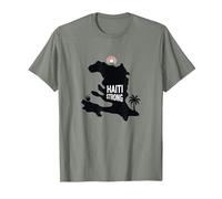Haiti Strong - Grafica dell'isola Tropicale dell'orgoglio haitiano Maglietta, Uomo, Verde Militare mélange, L