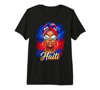 Haitian Black Girl Orgoglioso Haiti Flag Day Maglietta Premium