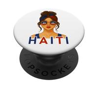 Haitian Girl Haiti Flag Haitian Girlfriend Wife PopSockets PopGrip Adesivo