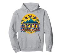 Haitian Pride Ayiti Cherie Arte nel Paradiso Tropicale Felpa con Cappuccio, Unisex per Adulti, Grigio Melange, S