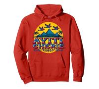 Haitian Pride Ayiti Cherie Arte nel Paradiso Tropicale Felpa con Cappuccio, Unisex per Adulti, Rosso, M