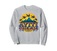 Haitian Pride Ayiti Cherie Arte nel Paradiso Tropicale Felpa, Unisex per Adulti, Grigio Melange, L