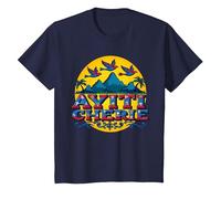 Haitian Pride Ayiti Cherie Arte nel Paradiso Tropicale Maglietta, Bambini, Navy, 4 Anni