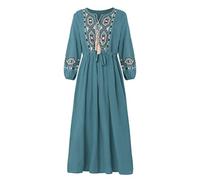 Haitpant Dubai Turchia Arabo Hijab Musulmano Abito Africano Abiti Lunghi Abayas Per Le Donne Veste Femme Islam Abbigliamento, Turchese, XL