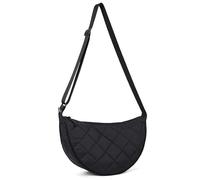 HAIWILL Mezzaluna Crossbody Bag Borsa a tracolla da donna, in nylon, trapuntata, borsa a tracolla con tracolla regolabile, per università, lavoro, viaggi, uso quotidiano, Nero , Mittelgroße