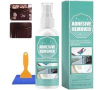 Haiyore Spray di rimozione dei residui di colla (120 ml) - rimozione della colla e solvente per etichette con raschietto e panno per vetro, plastica e auto, set di rimozione della colla contro