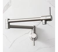 HAIYUNDA Cucina Pot Filler rubinetti Montaggio A Parete Commerciale Doppio Giunto Altalena Braccio Lavello Della Cucina Rubinetto Pieghevole Allungabile con Foro Singolo Due Maniglie (Nichel