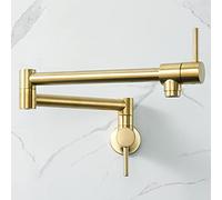 HAIYUNDA Rubinetti pieghevoli per riempimento pentole, montaggio a parete, rubinetto da cucina in ottone massiccio, braccio oscillante pieghevole oro spazzolato moderno rubinetto per lavello da cucina