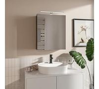 HAJDUK FURNITURE Armadietto da Bagno con Luce Nero Opaco 50x60 cm - Specchio da Parete LED Retroilluminato - Mobile Baño - Mobiletto Bagno 3 Ripiani - IP44 Impermeabile Specchio Baño LED 4000 K