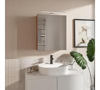 HAJDUK FURNITURE Armadietto da Bagno con Luce Sonoma Opaco 50x60 cm - Specchio da Parete LED Retroilluminato - Mobile Baño - Mobiletto Bagno 3 Ripiani - IP44 Impermeabile Specchio Baño LED 4000 K