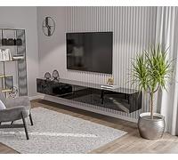 HAJDUK FURNITURE Nero Lucido Mobile TV Sospeso 270 cm Supporto tv Parete Attrezzata Soggiorno Moderno Pannello Porta TV per Camera Salotto Ingresso Moderna Armadio a Muro Credenza