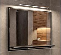 HAJDUK FURNITURE Specchio Bagno con Luce da Parete Nero 50x60cm - LED Retroilluminato con Mensola, IP44 Impermeabile, 4000K