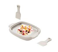 HAJHI 2 Raschietti Rolled Ice Cream Maker Manuale Macchina Per Arrotolato Per Frullati Niente Elettricità Gelatiera Istantanea Portatile(Bianca)