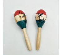 HAJHI Dipinto Ktv Shakers 2 Pezzi Maracas Legno Massiccio Ritmo Percussioni Tamburello Facile da Imparare Suono Stabilità Portatile per i Viaggi il Campeggio Coro