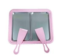 HAJHI Doppia Griglia Macchina Per Arrotolato Acciaio Inossidabile Rolled Ice Cream Maker Per L'estate Famiglia Gelatiera Istantanea Niente Elettricità(Pink)