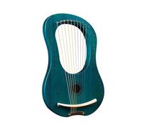 HAJHI Grecia Arpa Lira Legno Massiccio Mogano Corde 7/10 Tipo di Scatola Lyre Harp Set in Metallo Corde Accordabile Plettro Portatile da Viaggio da Campeggio(10 Tone Floral Blue)