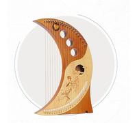 HAJHI Lyre Harp Mogano Concerti Portatile 15/16/19 Toni Accordabile in Metallo Corde Facile da Imparare Vacanze Arpa Lira Appassionati Studente(Moon)