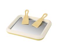 HAJHI Vassoio Per Yogurt Riutilizzabile Portatile Macchina Per Arrotolato Con 2 * Pala Niente Elettricità Gelatiera Arrotolata Per Natale Parti(Giallo,27.5 * 22.5cm)