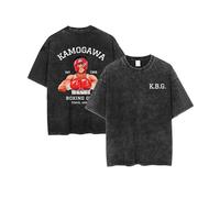 Hajime No Ippo Graphic Acid Washed T-Shirts Anime KBG Character Printing Kamogawa Boxing Gym Summer Short Sleeves Top Hajime No Ippo Vintage T-Shirts