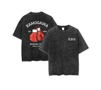 Hajime No Ippo Graphic Acid Washed T-Shirts Anime KBG Character Printing Kamogawa Boxing Gym Summer Short Sleeves Top Hajime No Ippo Vintage T-Shirts
