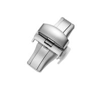 HAJMGUMC Chiusura deployante a farfalla spazzolata S/S 316L 18mm 20mm 22mm Doppia fibbia for orologio push adatta Fit For Tissot Fit for cinturino orologio in pelle Fit For Omega(Bright silver,20mm)