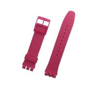 HAJMGUMC Cinturino nero adatto for cinturino Fit For Swatch con fibbia adatto for cinturino in silicone Fit For SWATCH 17mm 19mm 20mm cinturino in gomma 16MM accessori for orologi(Rose Red,19mm)