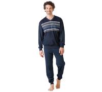 HAJO Pigiama lungo marino / blu cielo / blu scuro / bianco Uomo HAJO XXL