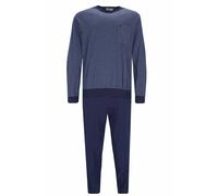 Hajo Pigiama Uomo 2 Pezzi Premium Cotone - Girocollo, Polsini, Blu/Bordeaux