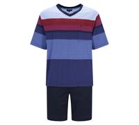 Hajo Uomo Pigiama - Corto, Clima-Luce, Scollo A V, Shorty Blu/Rosso L