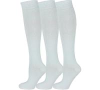 HAJRA® 3 paia di calzini alti al ginocchio per ragazze, calzini in cotone ricco, calzini per il rientro a scuola calzini uniformi per feste comode calze lunghe per bambini, BIANCO (3 paia), 11-15