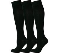 HAJRA® 3 paia di calzini alti al ginocchio per ragazze, calzini in cotone ricco, calzini per il rientro a scuola calzini uniformi per feste comode calze lunghe per bambini, NERO (3 paia), 4-6 Years