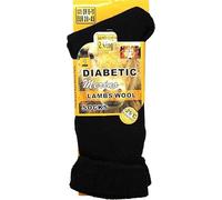 HAJRA® Calzini termici da uomo in lana merino per diabetici, extra caldi, 2,4 tog, misto lana, per camminate, escursioni, invernali, taglia 39-45 (confezione da 2 paia), Nero (1 paio), 6-11