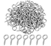 HAJXXMM 50PCS Bulloni a occhiello a vite, resistenti, viti a occhiello in acciaio inox per legno, grandi ganci antiruggine per amaca, per legare, sollevare e fissare cavi, facili da installare