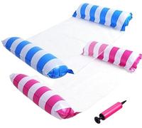 HAJXXMM Confezione da 2 amache gonfiabili per piscina, multiuso 4 in 1, gonfiabili, materasso ad aria e giocattoli per feste, per adulti, con pompa manuale, regali per familiari e amici (blu e rosa)