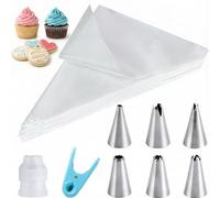 HAKACC Sac à poche usa e getta, 100 pezzi, set di sacchetti per pasticceria, con 6 beccucci, accessori per la cottura e la decorazione