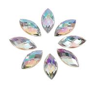 Hakeeta Acrilico a Forma di Occhio di Cavallo, di a Forma di Occhio di Cavallo di 5 Colori Chiari Cucire su Acrilico Flatback Fancy Stones Cucito.(Bianco)