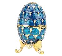 Hakeeta di Pasqua Mini Dipinto a Mano smaltato con Smalto Ricco e Scintillante Scatola di ciondoli per Gioielli con, 4 Colori(Blu)
