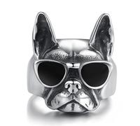 Hakfeeo Anello da uomo e da donna in acciaio inox a forma di testa di cane, stile punk, hip hop, biker, gioielli per dichiarazioni aud, 10, Metallo, metallo.