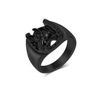 Hakfeeo Men's Vintage Titanium Steel Horse Head Ring, Gothic Personalized Biker Statement Ring
