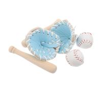 HAKIDZEL 2 Set Set Mini da Baseball Mazze in Legno e Guanti in Pu Leggero, Accessori Sportivi per Principianti, per Uso Indoor al Parco, per Famiglia e Amici