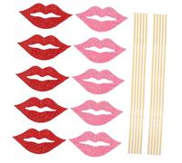 HAKIDZEL 40 Pezzi Accessori Bocca Rosso Glitter per Foto, Facili da Impugnare e Riutilizzabili, Decorazioni Creative per Festa Festival e Raduni di Gruppo
